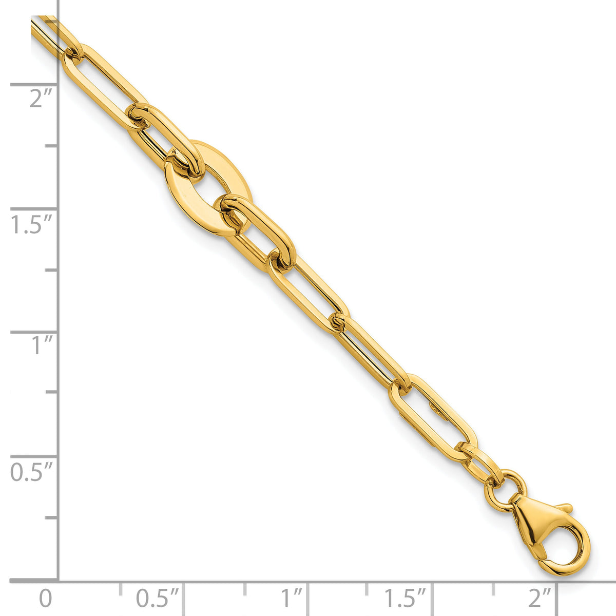 14K Polished Flat Oval and Paperclip Link 7.25 Inch Bracelet-SF3114-7.25