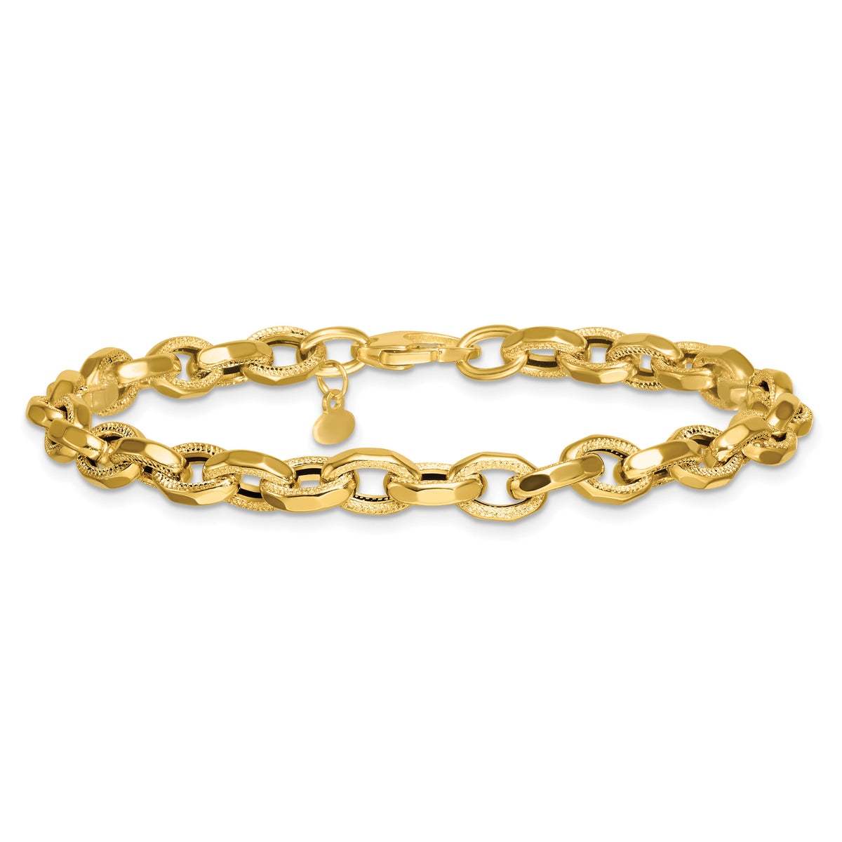 14k Polished 7.5in Fancy Textured Open Link Bracelet-SF3115-7.5