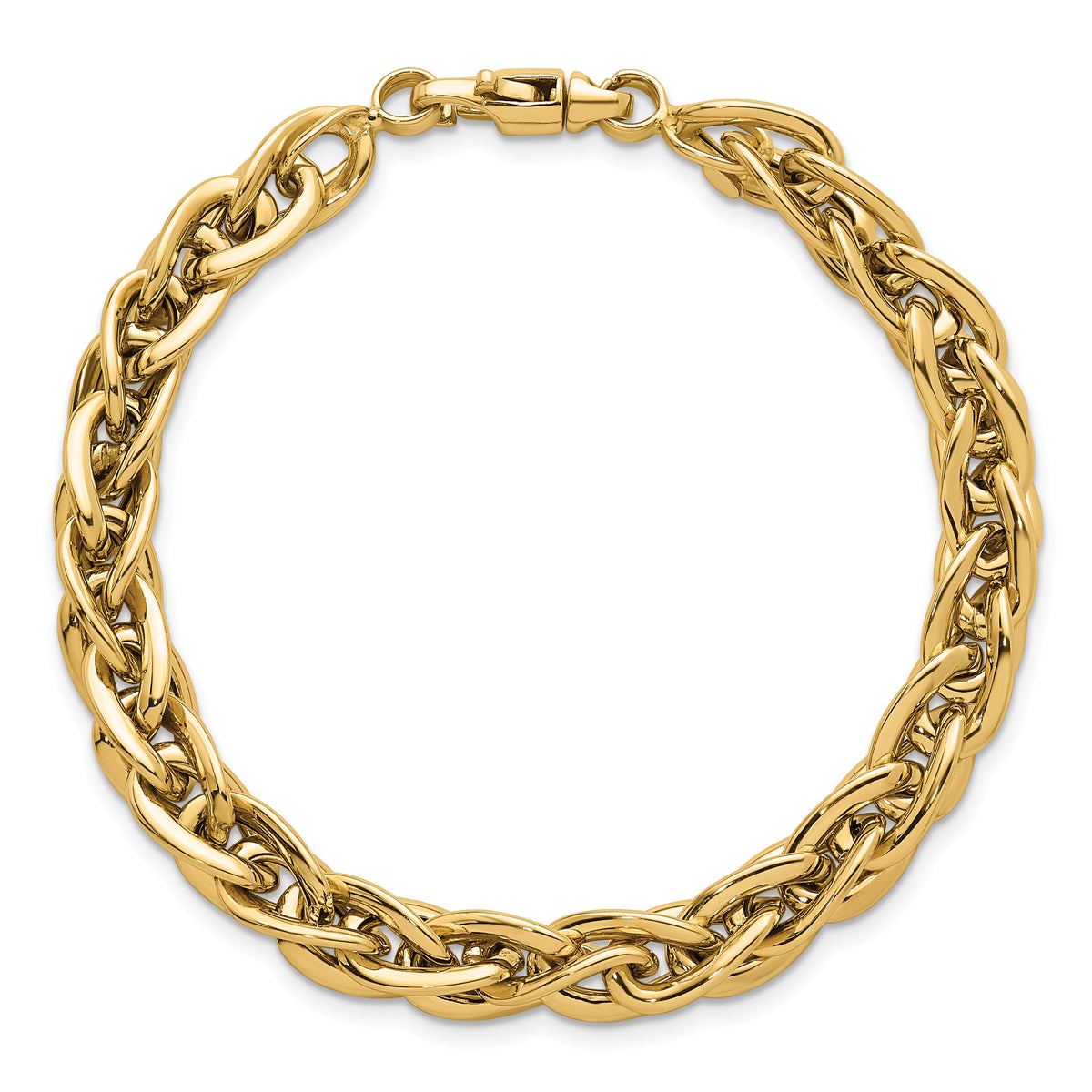 14k Polished 7.5in Fancy Textured Open Link Bracelet-SF3115-7.5
