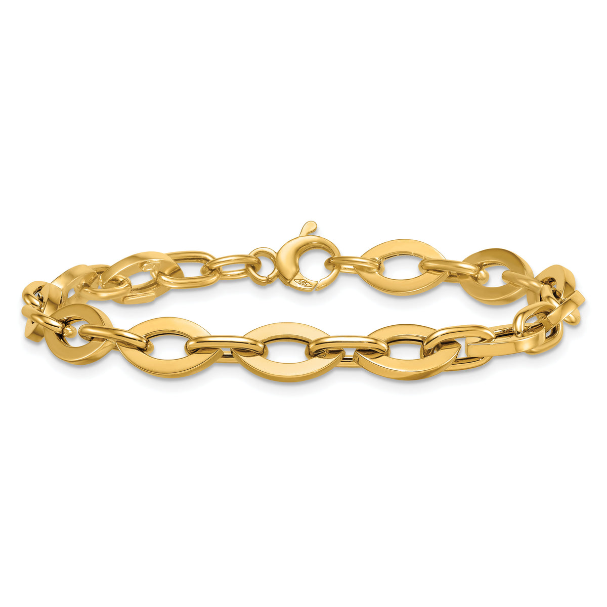 14k Polished 7.5in Fancy Link Bracelet-SF3116-7.5