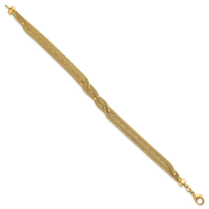 14K Textured Woven Fancy Bracelet-SF3121-7.5
