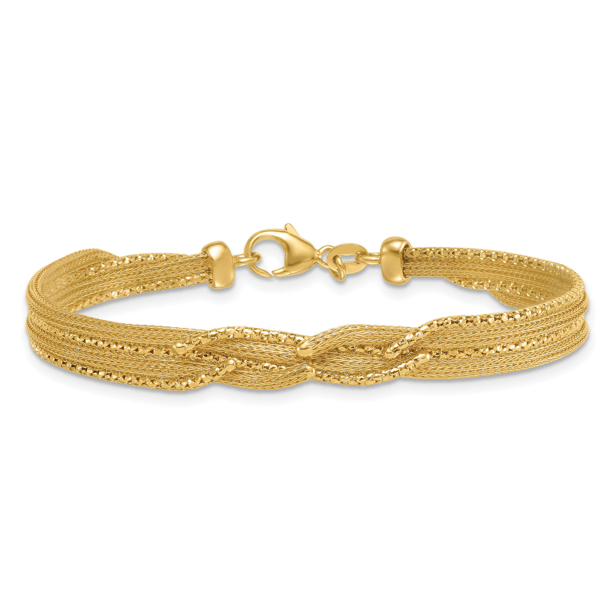 14K Textured Woven Fancy Bracelet-SF3121-7.5
