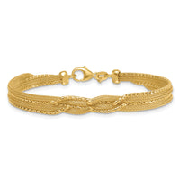 14K Textured Woven Fancy Bracelet-SF3121-7.5