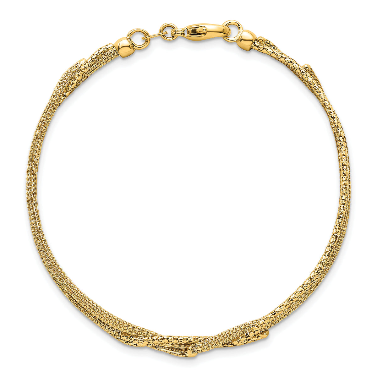 14K Textured Woven Fancy Bracelet-SF3121-7.5