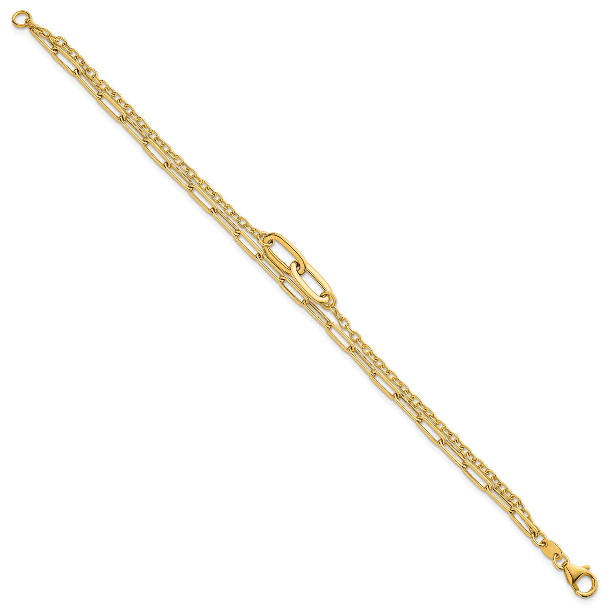 14k Polished Paperclip Double Strand 7.5in Bracelet-SF3122-7.5