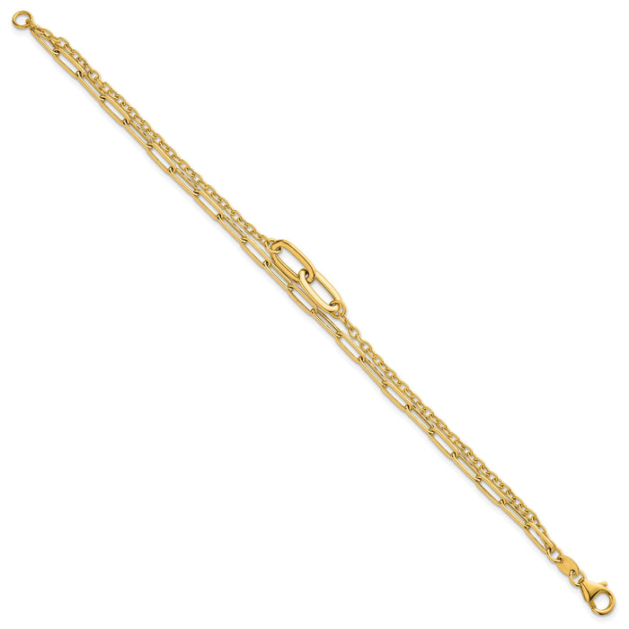 14k Polished Paperclip Double Strand 7.5in Bracelet-SF3122-7.5