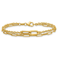 14k Polished Paperclip Double Strand 7.5in Bracelet-SF3122-7.5