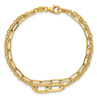 14k Polished Paperclip Double Strand 7.5in Bracelet-SF3122-7.5