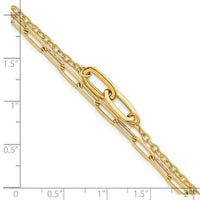 14k Polished Paperclip Double Strand 7.5in Bracelet-SF3122-7.5