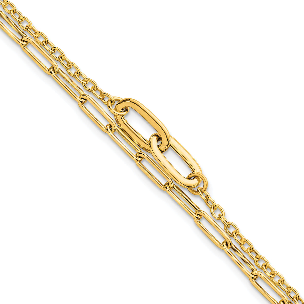 14k Polished Paperclip Double Strand 7.5in Bracelet-SF3122-7.5