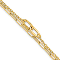 14k Polished Paperclip Double Strand 7.5in Bracelet-SF3122-7.5