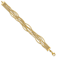 14k Polished and Textured Multi Strand 7.25in Bracelet-SF3123-7.25