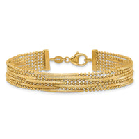 14k Polished and Textured Multi Strand 7.25in Bracelet-SF3123-7.25