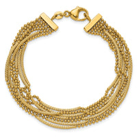 14k Polished and Textured Multi Strand 7.25in Bracelet-SF3123-7.25