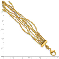 14k Polished and Textured Multi Strand 7.25in Bracelet-SF3123-7.25
