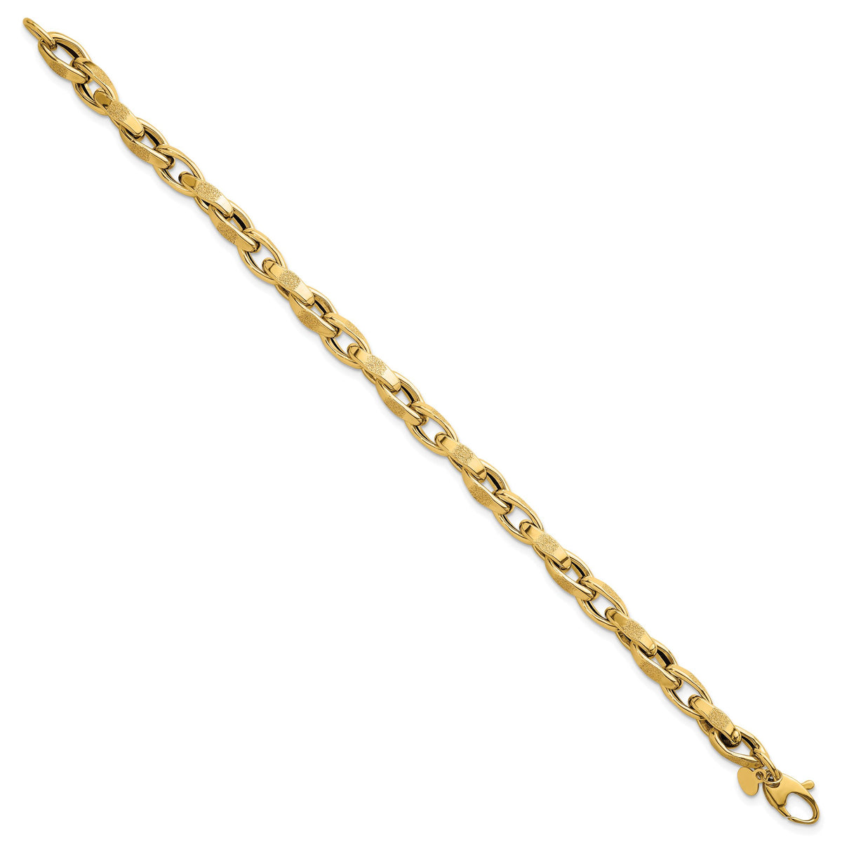14k Polished 7.5in Fancy Textured Open Link Bracelet-SF3124-7.5