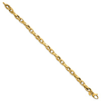 14k Polished 7.5in Fancy Textured Open Link Bracelet-SF3124-7.5
