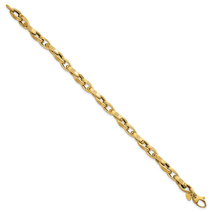 14k Polished 7.5in Fancy Textured Open Link Bracelet-SF3124-7.5