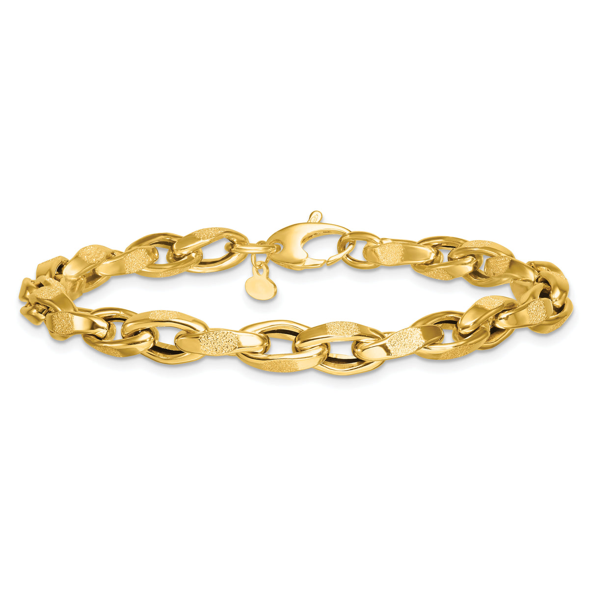 14k Polished 7.5in Fancy Textured Open Link Bracelet-SF3124-7.5