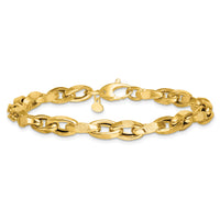 14k Polished 7.5in Fancy Textured Open Link Bracelet-SF3124-7.5