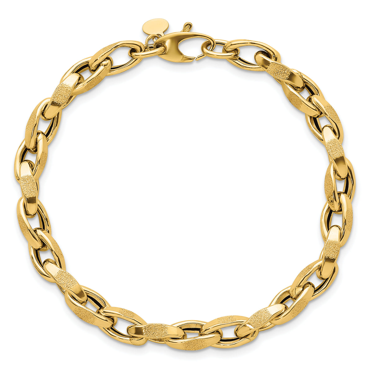 14k Polished 7.5in Fancy Textured Open Link Bracelet-SF3124-7.5