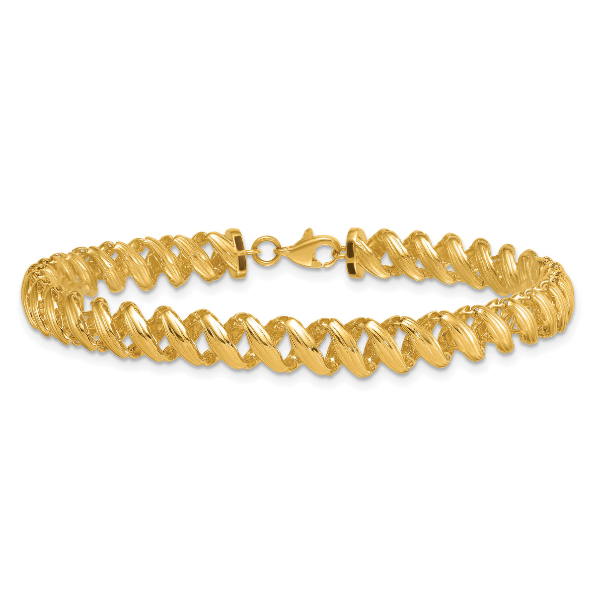 14k Polished Open Spiral Link 7.5in Bracelet-SF3127-7.5