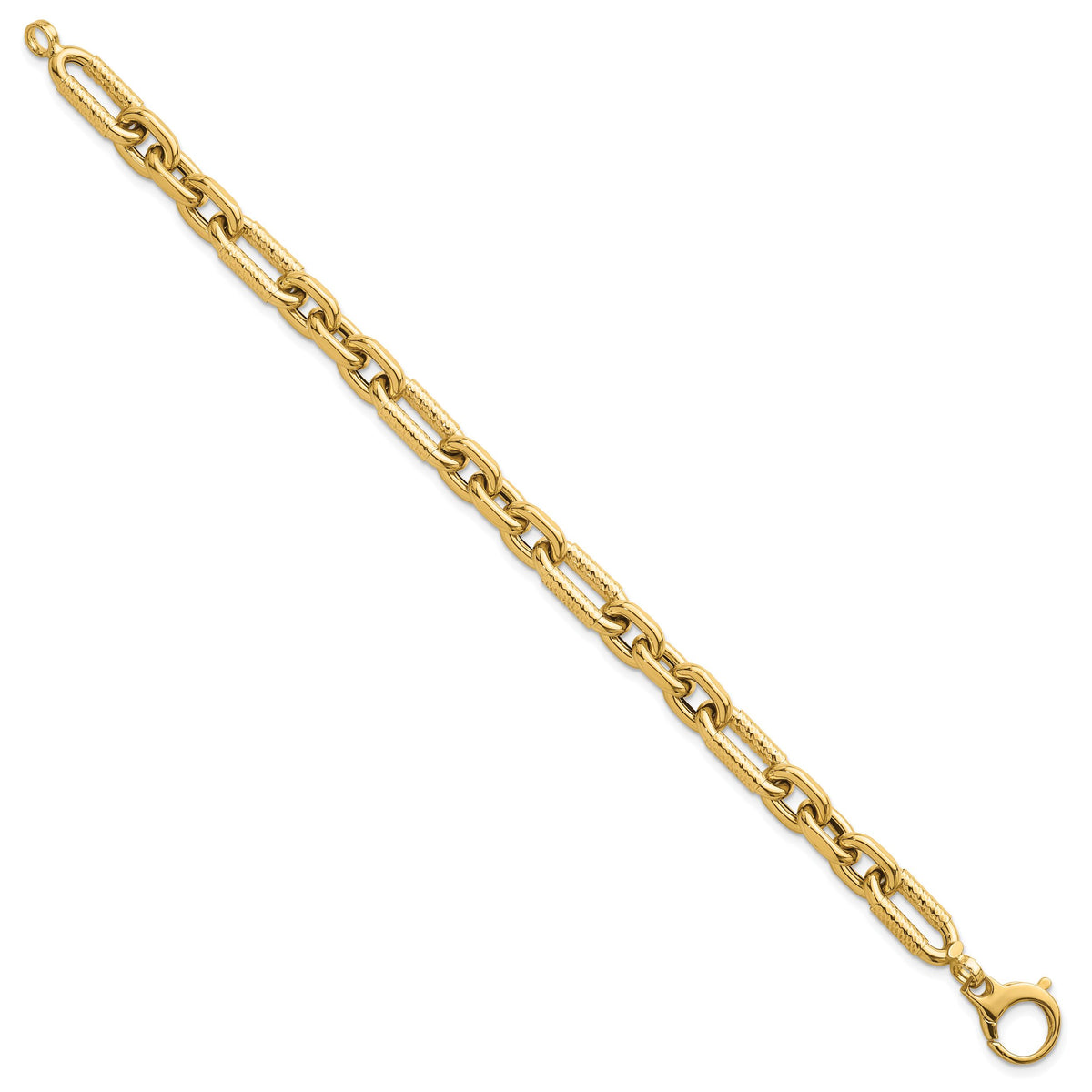 14k Polished 7.5in Diamond-cut Fancy Link Bracelet-SF3132-7.5