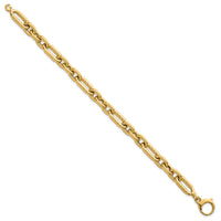 14k Polished 7.5in Diamond-cut Fancy Link Bracelet-SF3132-7.5