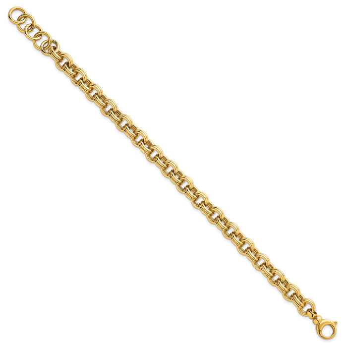 14k Polished Open Link 7.5in w/.75in ext. Bracelet-SF3134-7.5