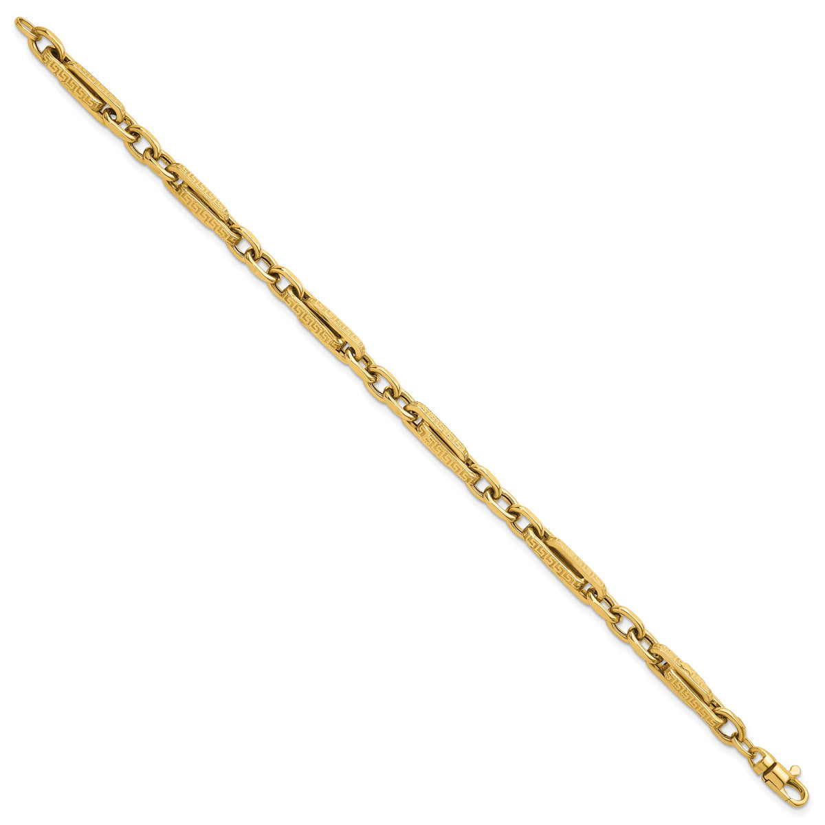 14k Polished & Textured Greek Key Design 7.75 in Bracelet-SF3135-7.75