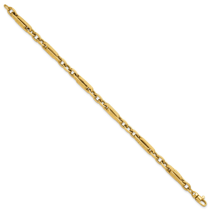 14k Polished & Textured Greek Key Design 7.75 in Bracelet-SF3135-7.75