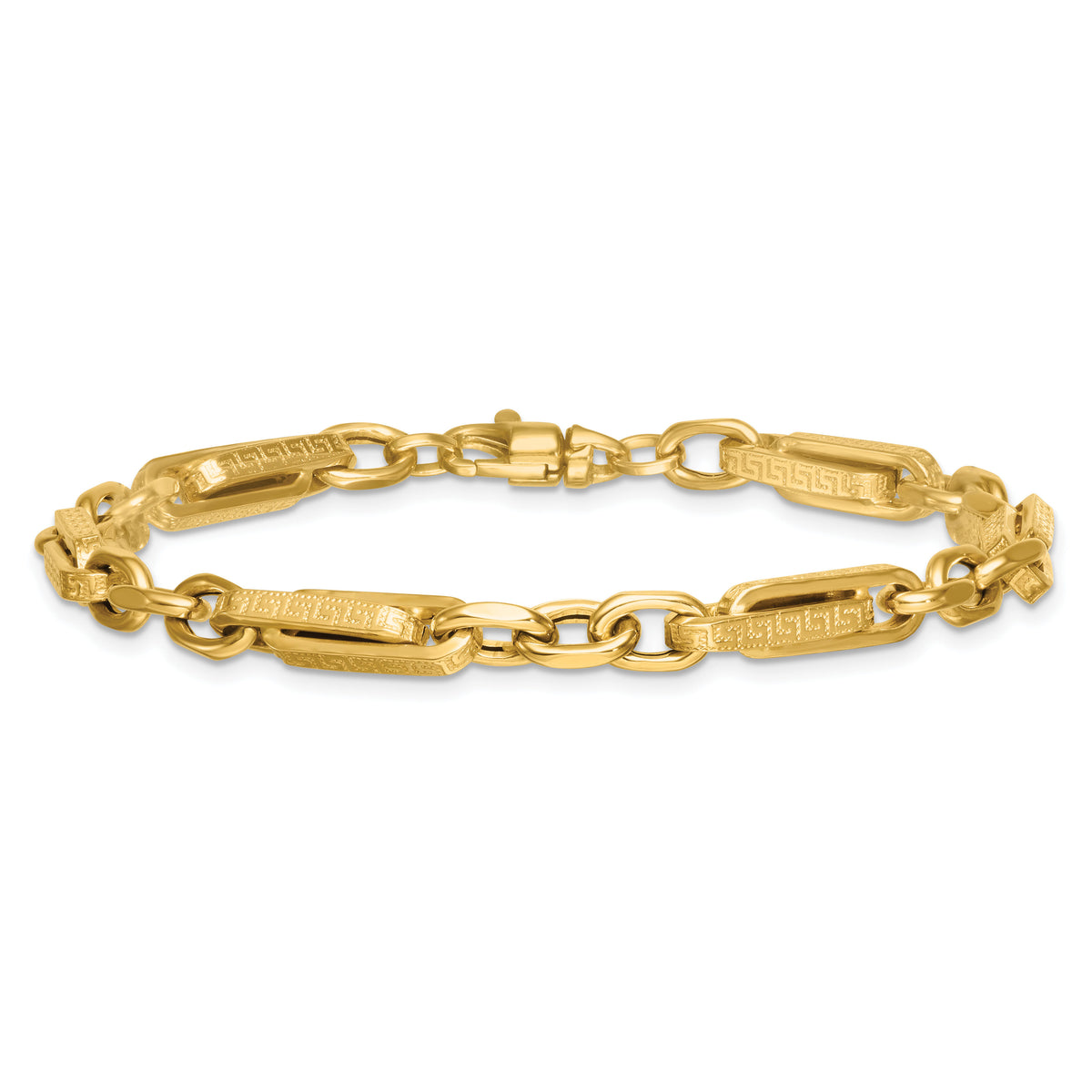 14k Polished & Textured Greek Key Design 7.75 in Bracelet-SF3135-7.75