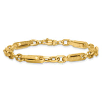 14k Polished & Textured Greek Key Design 7.75 in Bracelet-SF3135-7.75