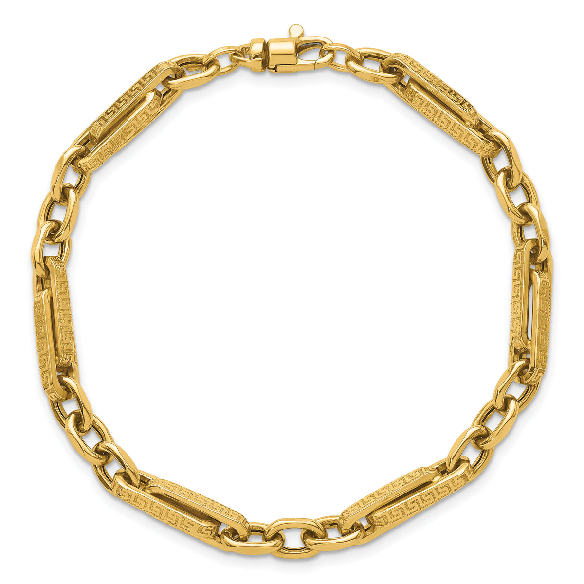 14k Polished & Textured Greek Key Design 7.75 in Bracelet-SF3135-7.75