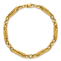 14k Polished & Textured Greek Key Design 7.75 in Bracelet-SF3135-7.75