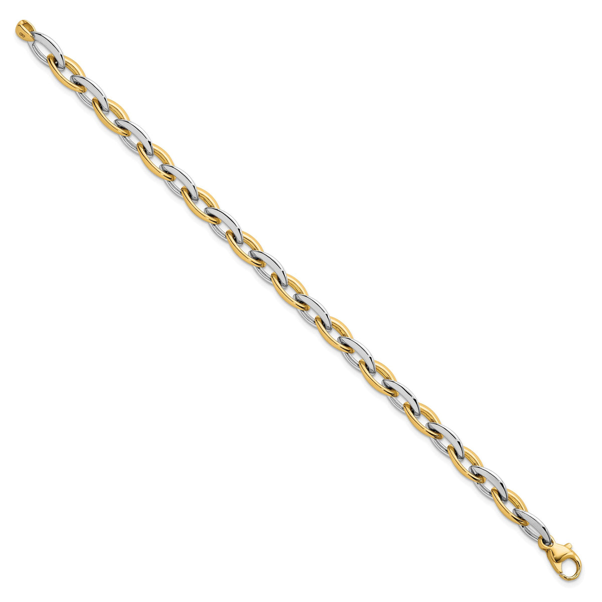 14k Two Tone Polished Oval Link 7mm Bracelet-SF3136-7.25