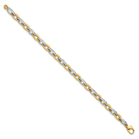 14k Two Tone Polished Oval Link 7mm Bracelet-SF3136-7.25