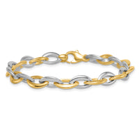 14k Two Tone Polished Oval Link 7mm Bracelet-SF3136-7.25