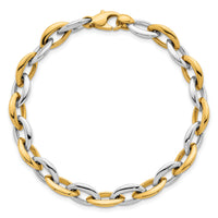 14k Two Tone Polished Oval Link 7mm Bracelet-SF3136-7.25