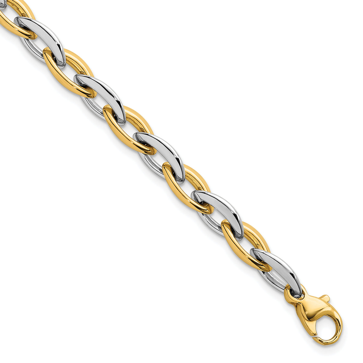 14k Two Tone Polished Oval Link 7mm Bracelet-SF3136-7.25