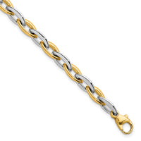 14k Two Tone Polished Oval Link 7mm Bracelet-SF3136-7.25