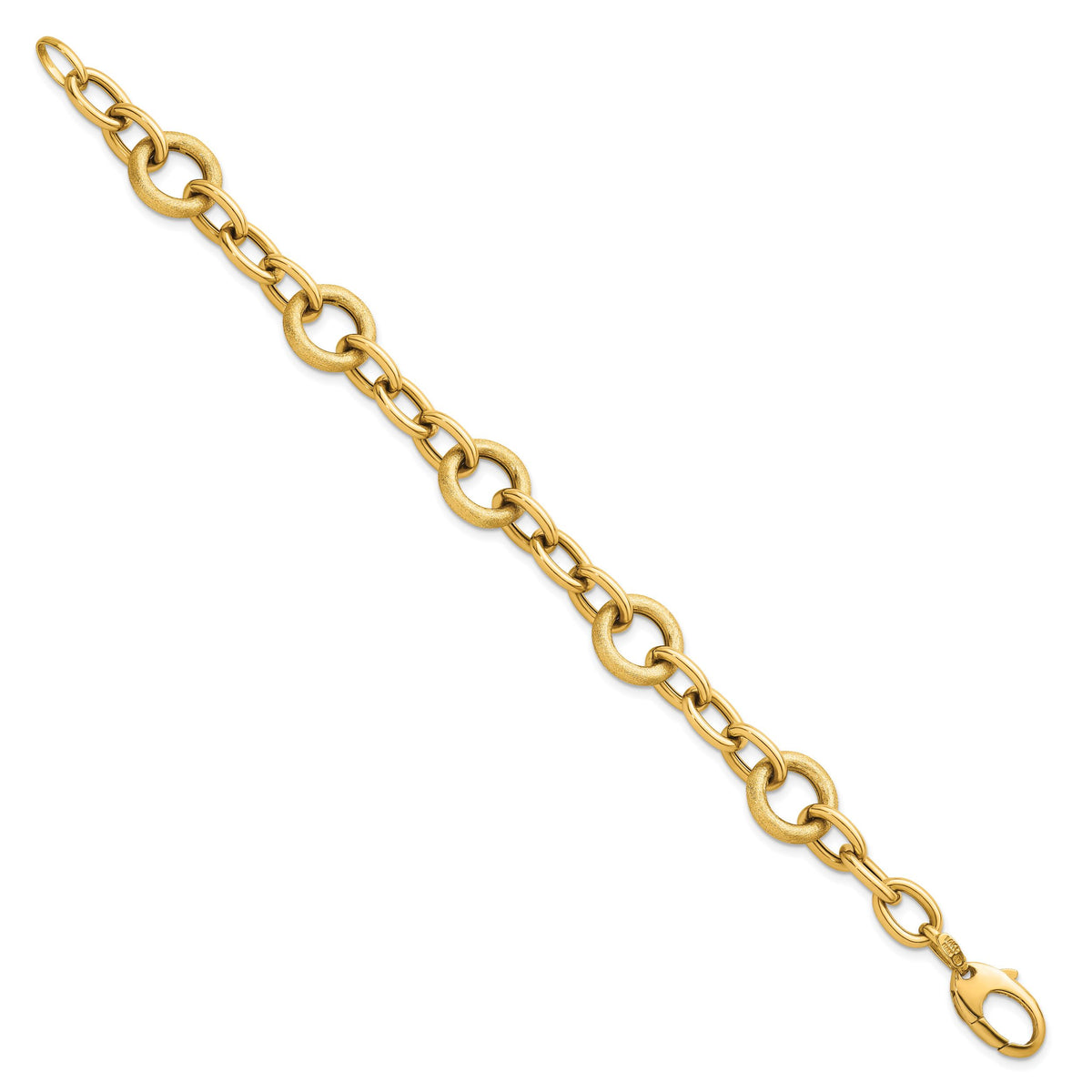 14K Polished and Brushed 7.5in Fancy Link Bracelet-SF3137-7.5