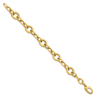 14K Polished and Brushed 7.5in Fancy Link Bracelet-SF3137-7.5