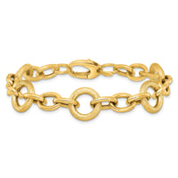 14K Polished and Brushed 7.5in Fancy Link Bracelet-SF3137-7.5