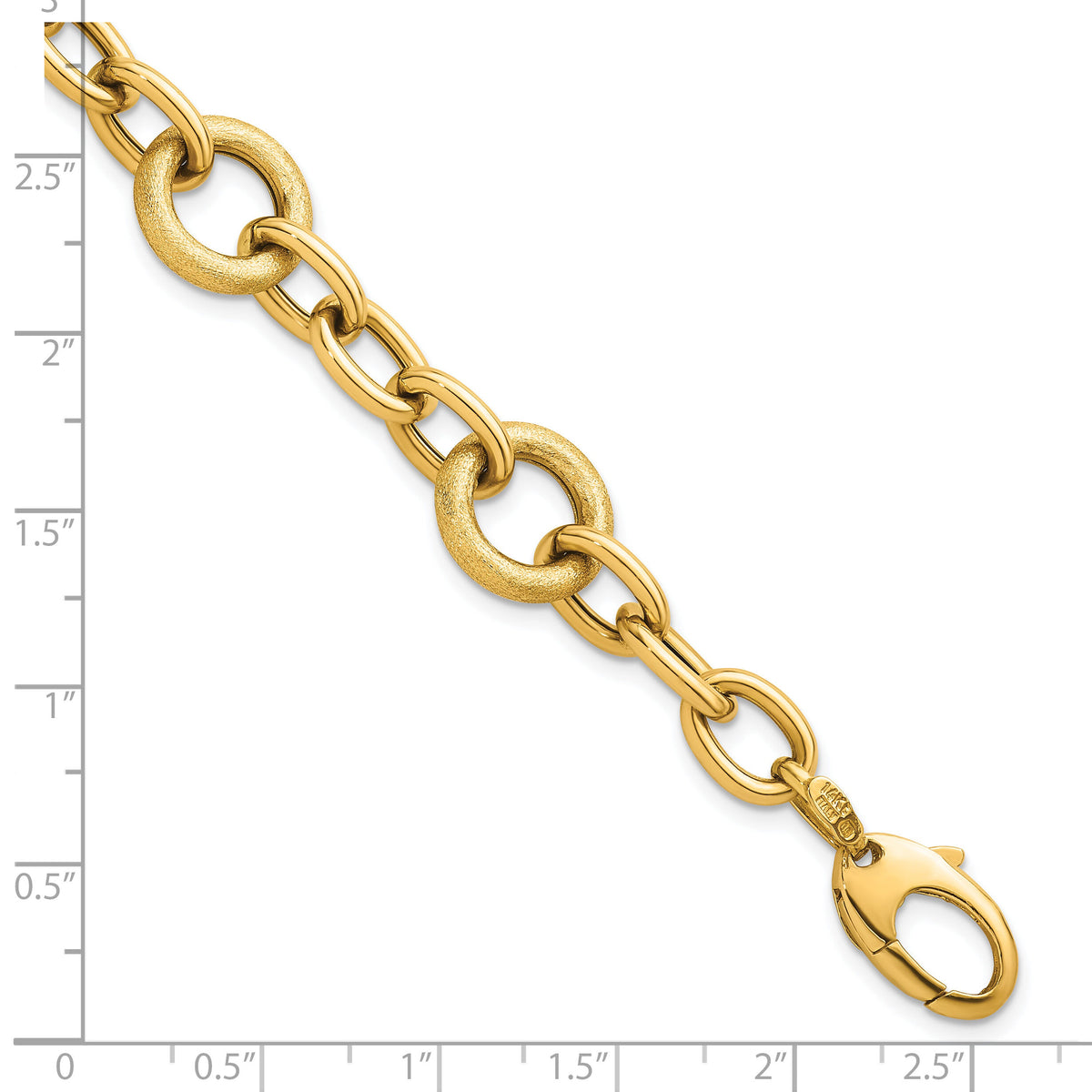 14K Polished and Brushed 7.5in Fancy Link Bracelet-SF3137-7.5