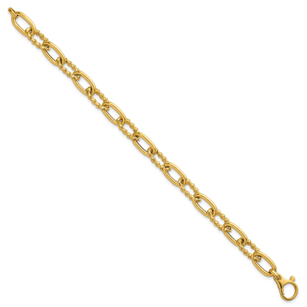 14K Polished Fancy and Twist 7.5in Link Bracelet-SF3138-7.5