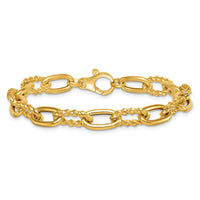 14K Polished Fancy and Twist 7.5in Link Bracelet-SF3138-7.5