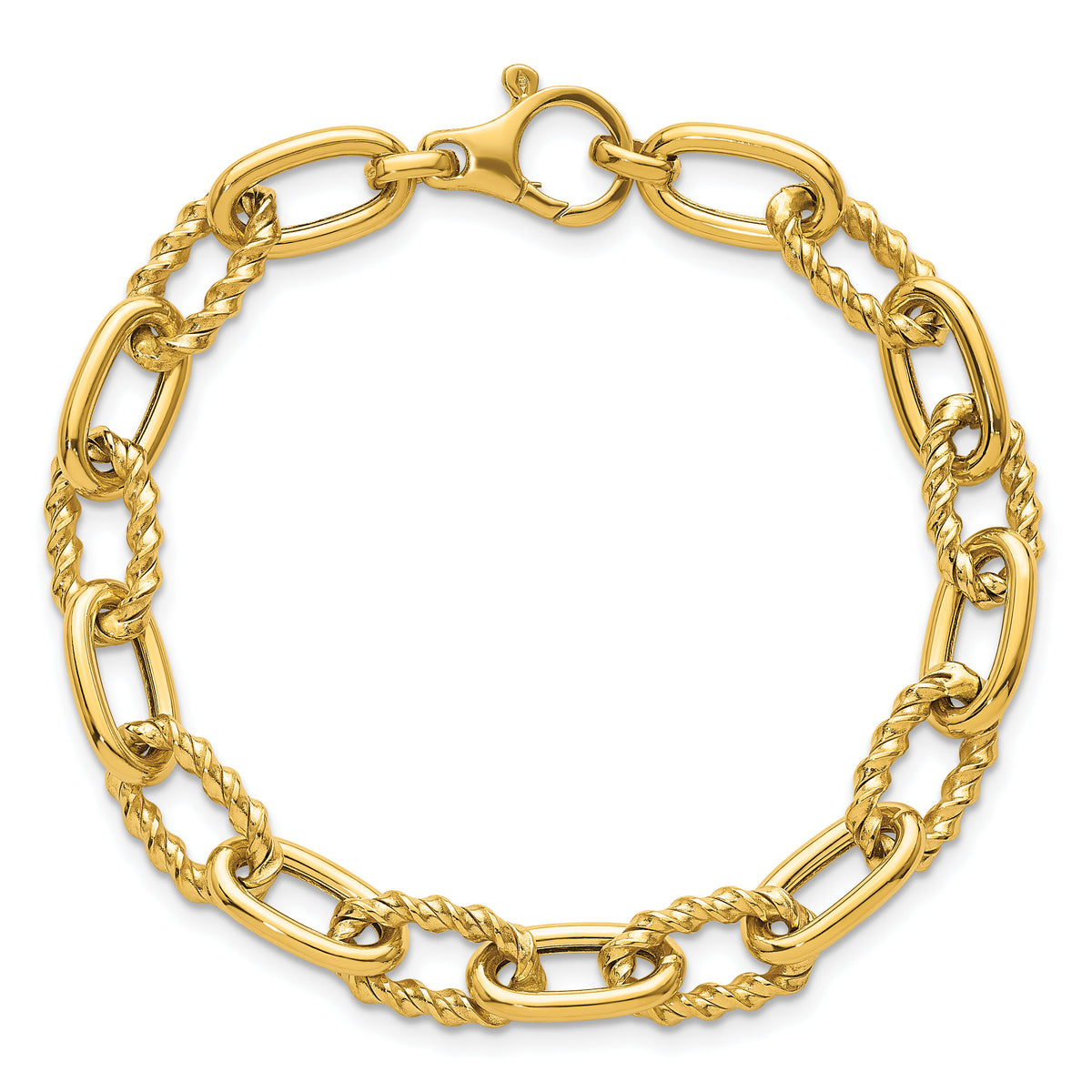 14K Polished Fancy and Twist 7.5in Link Bracelet-SF3138-7.5