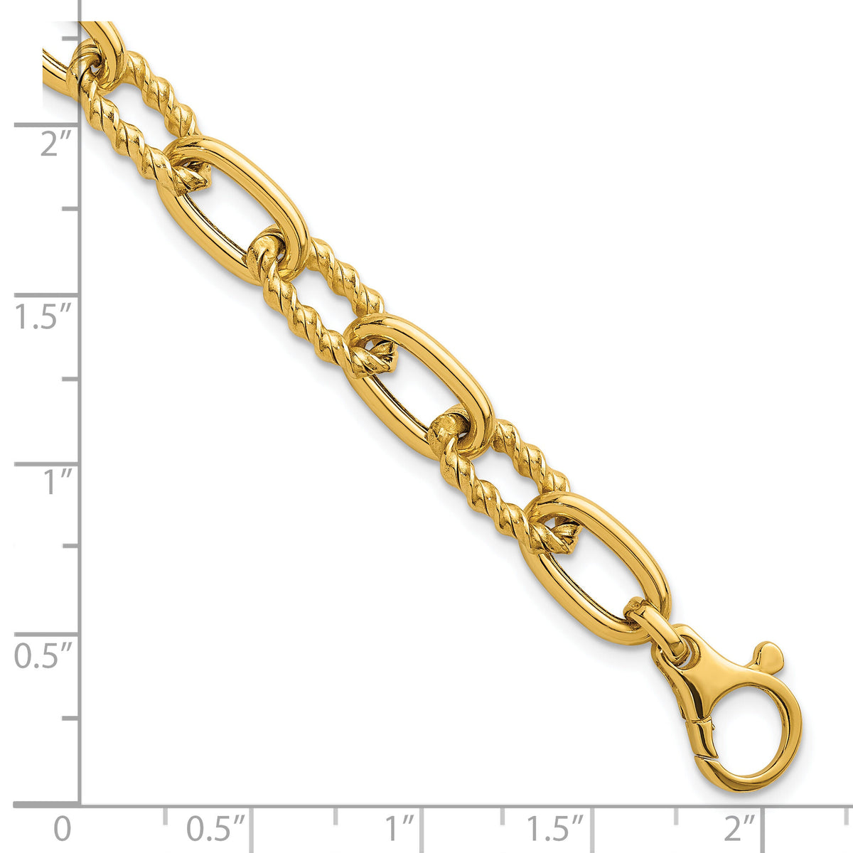 14K Polished Fancy and Twist 7.5in Link Bracelet-SF3138-7.5