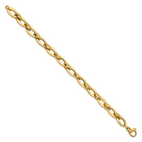 14K Polished and Textured Greek Key 7.75in Fancy Link Bracelet-SF3140-7.75